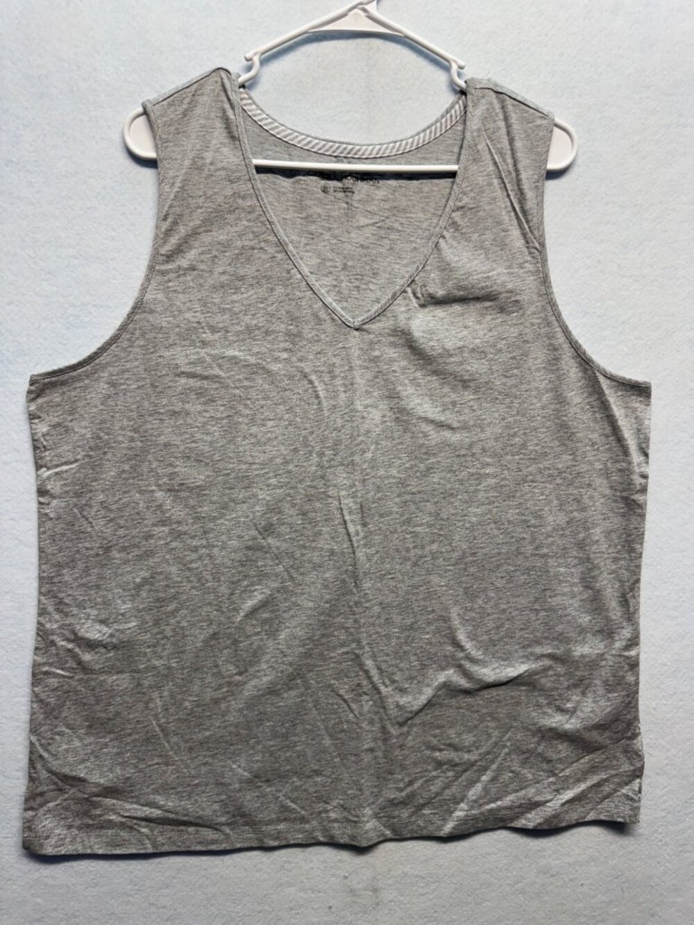 Carole Hochman Gray V-Neck Sleeveless Tank Top 100% Cotton Extra Small